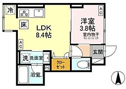 セレスティア竹ノ塚 1階1LDKの間取り