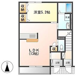 リッツ・パークB 1LDKの間取図画像