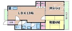 リバーサイド10番館 2LDKの間取図画像