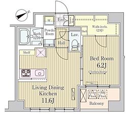 京橋レジデンス 1LDKの間取図画像
