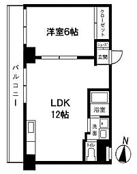 富士パーム 1LDKの間取図画像