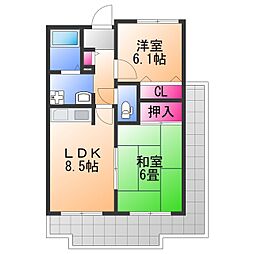 レジデンスコトン 2LDKの間取図画像
