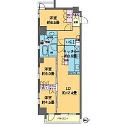 カスタリア東日本橋 6階3LDKの間取り