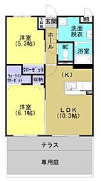 サンシャインMiyabi 2LDKの間取図画像
