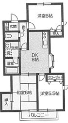 フラットヴィラージュD 3DKの間取図画像
