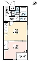 プレール・ドゥーク成増II 3階1LDKの間取り