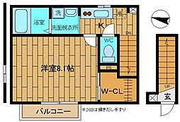 グランフォレスト 1Kの間取図画像