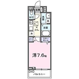サイカス新屋敷 1Kの間取図画像