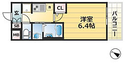 エステムコート神戸ステーションウィズ 12階1Kの間取り