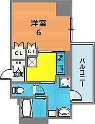神戸元町Noah 2階1Kの間取り