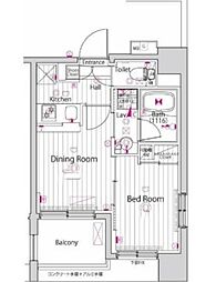 ガーラ・アヴェニュー調布 6階1DKの間取り