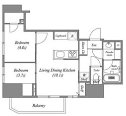 ディームス上野 6階2LDKの間取り