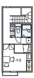 レオパレスクインスA 1Kの間取図画像