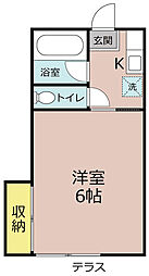 第1コーポ萩山 1Kの間取図画像