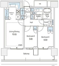 HARUMIFLAGSUNVillageD棟 2LDKの間取図画像