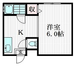 ラポールイースト ワンルームの間取図画像