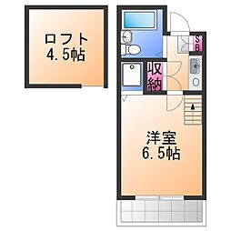 シャルマンフジ井原ノ里 1Kの間取図画像