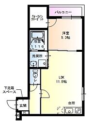 フジパレス立花北2番館 1LDKの間取図画像