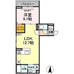 D Paina 登戸III 1LDKの間取図画像