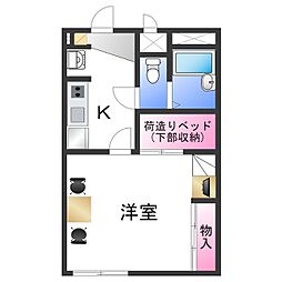 レオパレスショコラ2 1Kの間取図画像