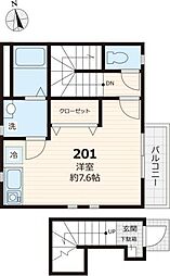 プレミール 2階ワンルームの間取り
