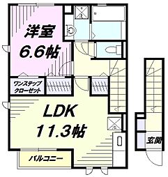 ル・ボア拝島C 1LDKの間取図画像
