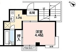 SKクオリティNo.1 1Kの間取図画像