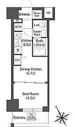 COMFORIALIV根岸二丁目 1DKの間取図画像