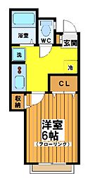 第2東コーポ 1Kの間取図画像