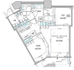 パークタワー勝どきサウス 18階2LDKの間取り