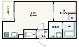 Jack sunashindenI 1階1LDKの間取り