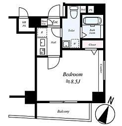GENOVIA石神井台グリーンヴェール 1Kの間取図画像