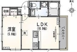 サンライズ大山II 2階1LDKの間取り