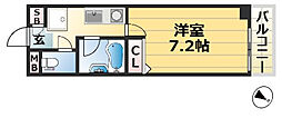 アパ北町 1Kの間取図画像