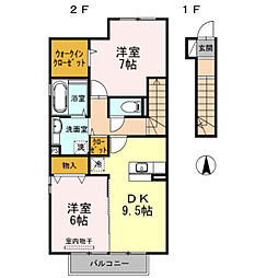 グランフィールド重根2 2DKの間取図画像