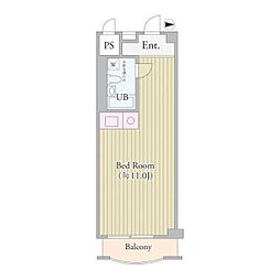 パークグレース新宿 6階ワンルームの間取り
