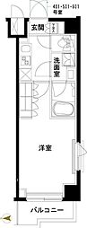 ルーブル五反野 1Kの間取図画像