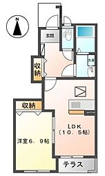 グリーンタウン山手 1LDKの間取図画像
