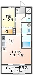 ボヌール西山 1LDKの間取図画像