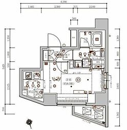 ベルシード北千住スール 9階1Kの間取り
