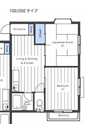 ハイムサンロード東松山 2LDKの間取図画像