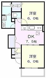 ベル・アンジュB 2DKの間取図画像