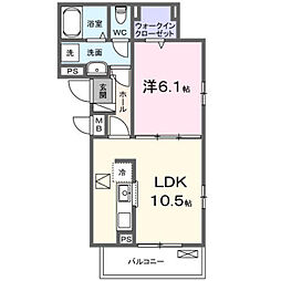 カーサ ビアンカ デュエ 1LDKの間取図画像