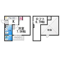 レイニアス 1Kの間取図画像