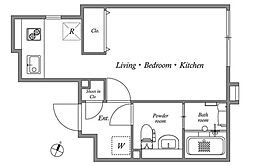 PASEO武蔵小山II 2階ワンルームの間取り