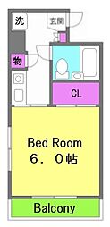 モンレーヴ富士見 1Kの間取図画像