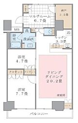 Brillia ist 東雲キャナルコート 3階2SLDKの間取り