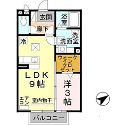 モナリエ道 1LDKの間取図画像