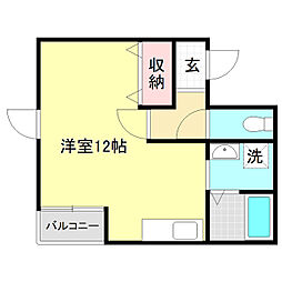 REM ワンルームの間取図画像
