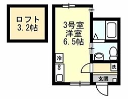 ベイルーム戸塚2 ワンルームの間取図画像